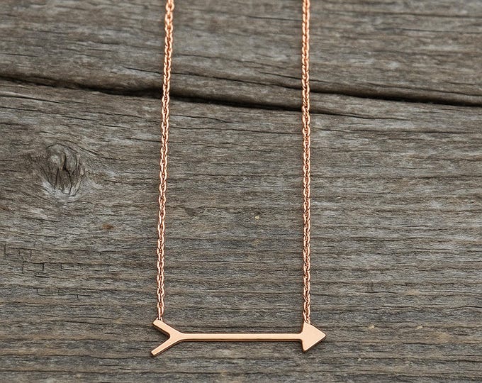 Rose Gold Plated Arrow Pendant Necklace 925 Sterling Silver 16+2” Extender