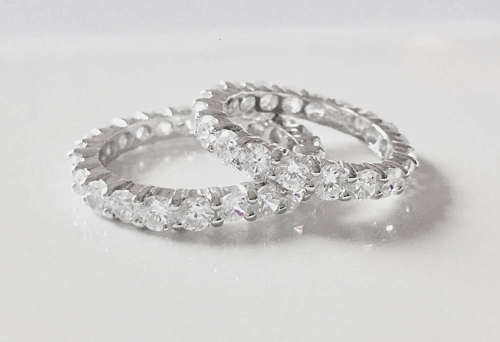 Gorgeous 5 6 Tcw 3 5 Mm Round Cut Cz Stackable Eternity Bridal