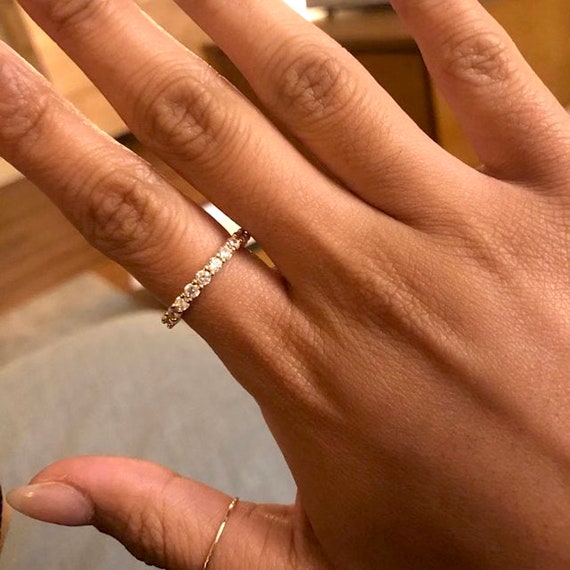 1.5 TCW CZ 2 mm Round 925 Stackable Eternity Wedding Bridal Band Ring Size 10 1.5 TCW CZ 2 mm Round 925 Stackable Eternity Wedding Bridal Band Ring Size 10