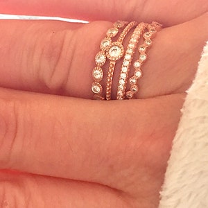 Rose Gold 3 Piece Stack Eternity Layering Band Ring Set Bridal Wedding Ring Band Bands Cubic Zirconia 925 Sterling Silver. image 6