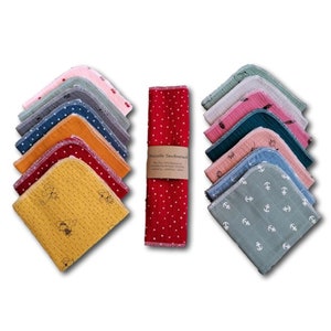 Handkerchief / Muslin / Cloth handkerchief / Cotton / Color mix / 25-35 cm / reusable
