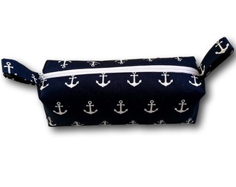 Federtasche Federmäppchen Anker navyblau-weiß