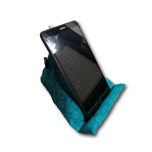 iPad cushion / tablet cushion / bookend / reading cushion / tablet holder / cotton / petrol / 30x24x22cm