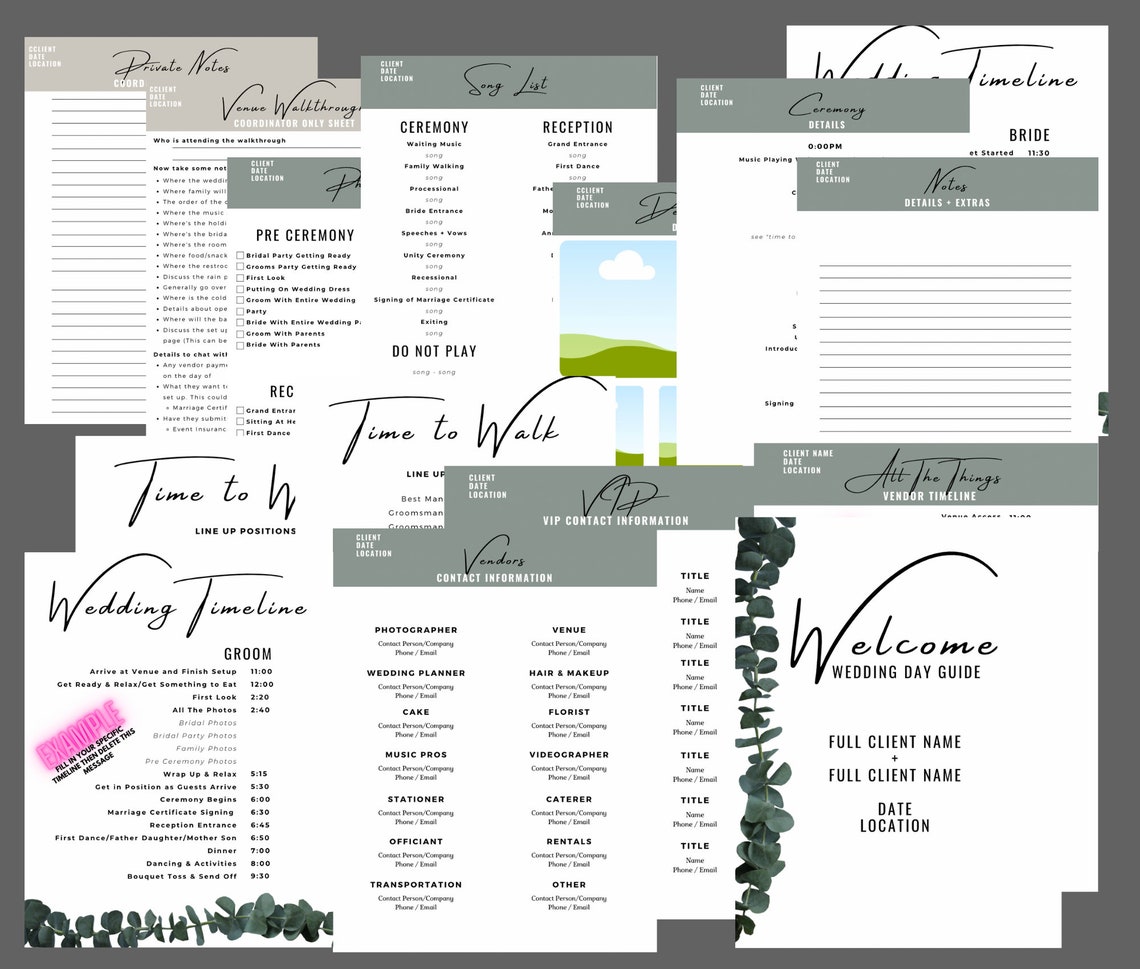 Wedding Coordinator Planning Template editable for Free on Canva.com ...