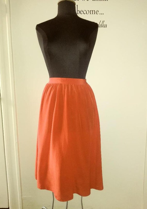 70s Vintage Red Silk Skirt