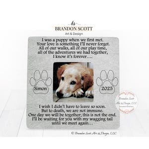Personalized Dog Memorial Frame: Pet Loss Gift, dog sympathy gift
