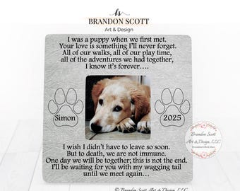 Marco conmemorativo personalizado para perros: regalo para la pérdida de una mascota, regalo de condolencias para perros