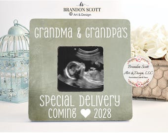 Personalized Ultrasound Picture Frame: Pregnancy Announcement Gift, grandma gift, gift for grandmother, pregnancy reveal to grandma