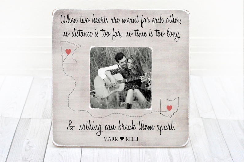 Long Distance Relationship Personalized Picture Frame map Etsy