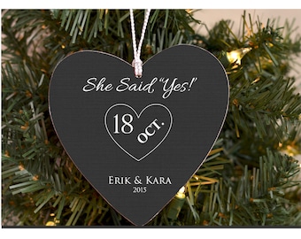 She Said Yes Ornament Personalized Ornament for Bride to Be Newly Engaged Couple Gift Engagement Gift Engagement Ornament