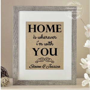 Home is Wherever I'm With You, Bride to be, Wedding Gift, Bridal Gift, Bridal Shower Gift, Housewarming Gift, Engaged, Engagement Gift image 1