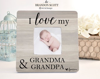 Christmas gift for grandparents Photo Frame, Personalized Gift For Grandparents, I love MY Grandma & Grandpa, Grandchildren Picture Frame