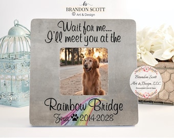 Marco conmemorativo "Crucé el Puente del Arcoíris", regalo conmemorativo personalizado para la pérdida de una mascota