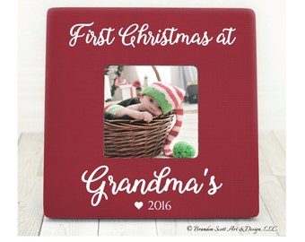 First Christmas at Grandma's Nana's Gigi's, First Christmas at Grandpa's, Grandma Picture Frame, Personalized GIFT for Grandparents New Baby