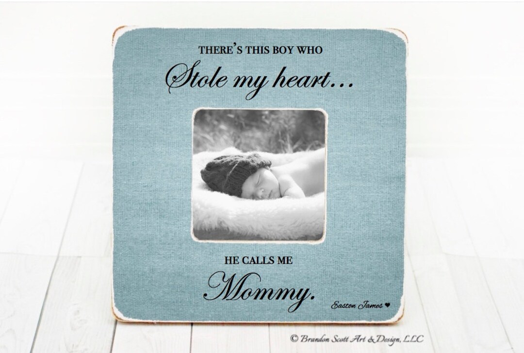 BELLA BUSTA Engraved Leather Picture Frame – “So There Is This Boy…” Mother-Son Frame, 4x6 Vertical, Faux Leather