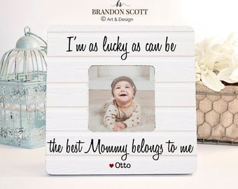 Regalo para el Día de la Madre, Regalo para mamá primeriza, Regalo personalizado para mamá, Regalo de los niños, Marco de fotos, Regalo para la esposa, Soy tan afortunada como puedo ser