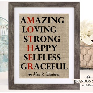 Mother Amazing Loving Strong Happy Selfless Graceful, Mothers Day Gift, Mother Gift, Mom Gift Gift for Mom Wedding Gift, Mother of the Bride