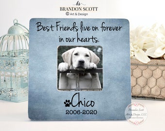 Marco de pérdida de mascotas, Best Friends Live On Forever In Our Hearts Picture Frame, simpatía de mascotas, marco de memoria de mascotas, idea de regalo de pérdida de mascotas, pérdida de una mascota