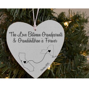 Décoration de Noël pour grands-parents L'amour entre grands-parents et petits-enfants Cartes des États-Unis Décoration personnalisée en cadeau pour grands-parents
