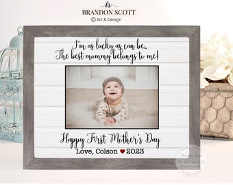 Mothers Day Gift For Mom Best Mom First Mother's Day Gift Mom Frame New Mom Gift I'm As Lucky As Can Be, 1st Mothers Day 2023 Frame Gift