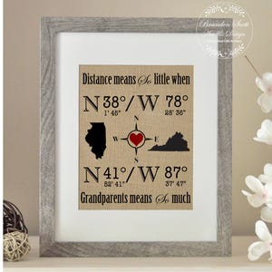 Long Distance Grandparents and Grandchildren States Personalized Burlap Grandparents Burlap Grandparents Gift Grandchildren Gift Distance