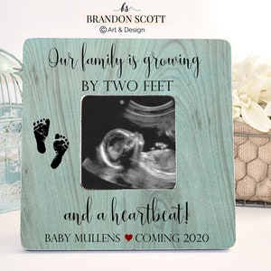 Ultrasound Picture Frame, Sonogram Picture Frame, Customized Pregnancy Announcement, Our Family Is Growing By Two Feet And A Heartbeat