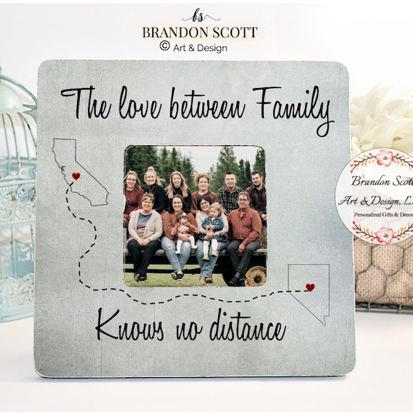 Marco de fotos familiar personalizado de larga distancia: diseño de estados, regalo conmovedor, marco familiar