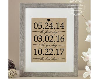 The First Day The Yes Day The Best Day, Wedding Gift, Wedding Gifts for Couple, Bridal Shower Gift for Husband Gift for Bride and Groom gift