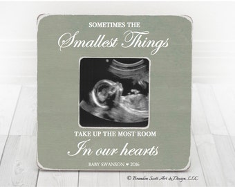 Pregnancy Sonogram Ultrasound Frame Gender Reveal New Baby Frame Sometimes the Smallest Things Take Up The Most in Hearts Baby Shower Gift