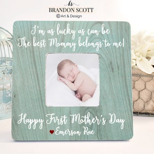 Mothers Day Gift For Mom Best Mom First Mother's Day Gift Mom Frame New Mom Gift I'm As Lucky As Can Be, 1st Mothers Day Frame Gift