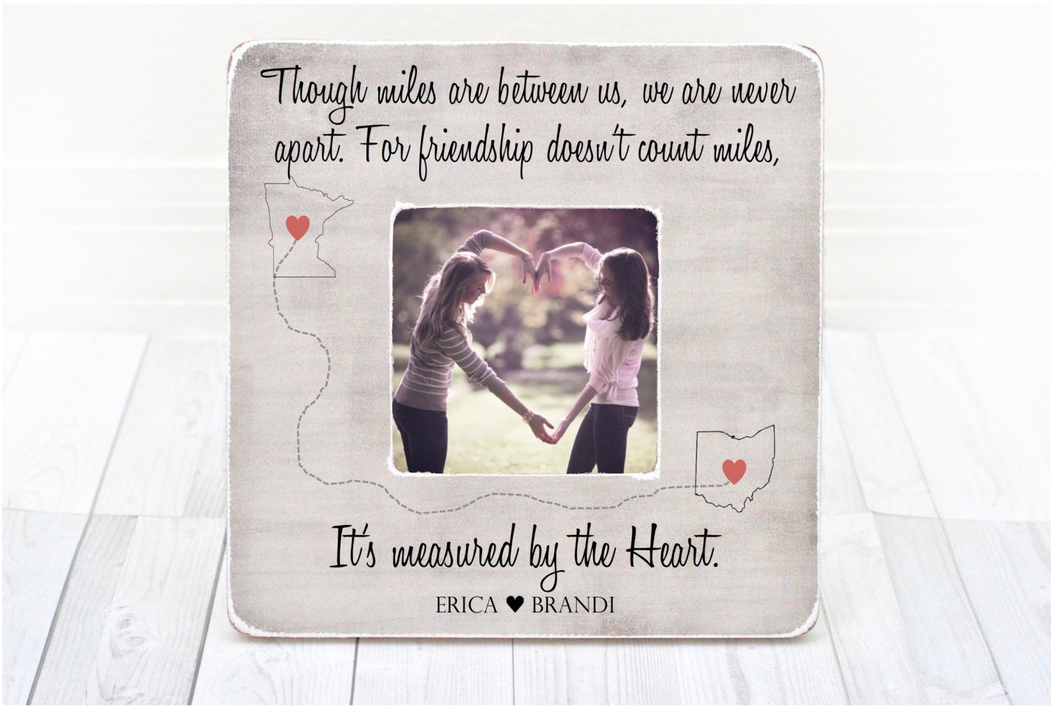 Long Distance Best Friend Friends Gift Custom States Picture Frame Be…
