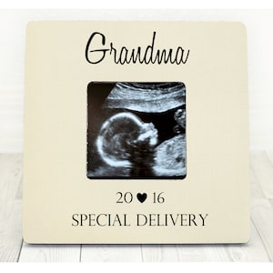 Personalized Ultrasound Frame: New Grandparents Gift, Real Wood