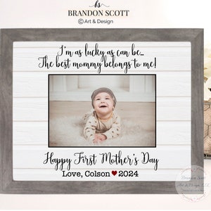 Mothers Day Gift For Mom Best Mom First Mother's Day Gift Mom Frame New Mom Gift I'm As Lucky As Can Be, 1st Mothers Day 2024 Frame Gift