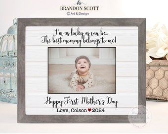 Mothers Day Gift For Mom Best Mom First Mother's Day Gift Mom Frame New Mom Gift I'm As Lucky As Can Be, 1st Mothers Day 2024 Frame Gift