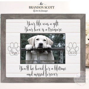 Pet sympathy gift, pet loss frame, dog memorial, cat memorial, Personalized pet loss gift, Memorial for dog, dog passing gift