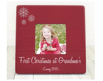 First Christmas at Grandma's Personalized Picture Frame Grandma Grandmother Nana Gift for Chirstmas Holiday from Grandchild Baby Nana Frame