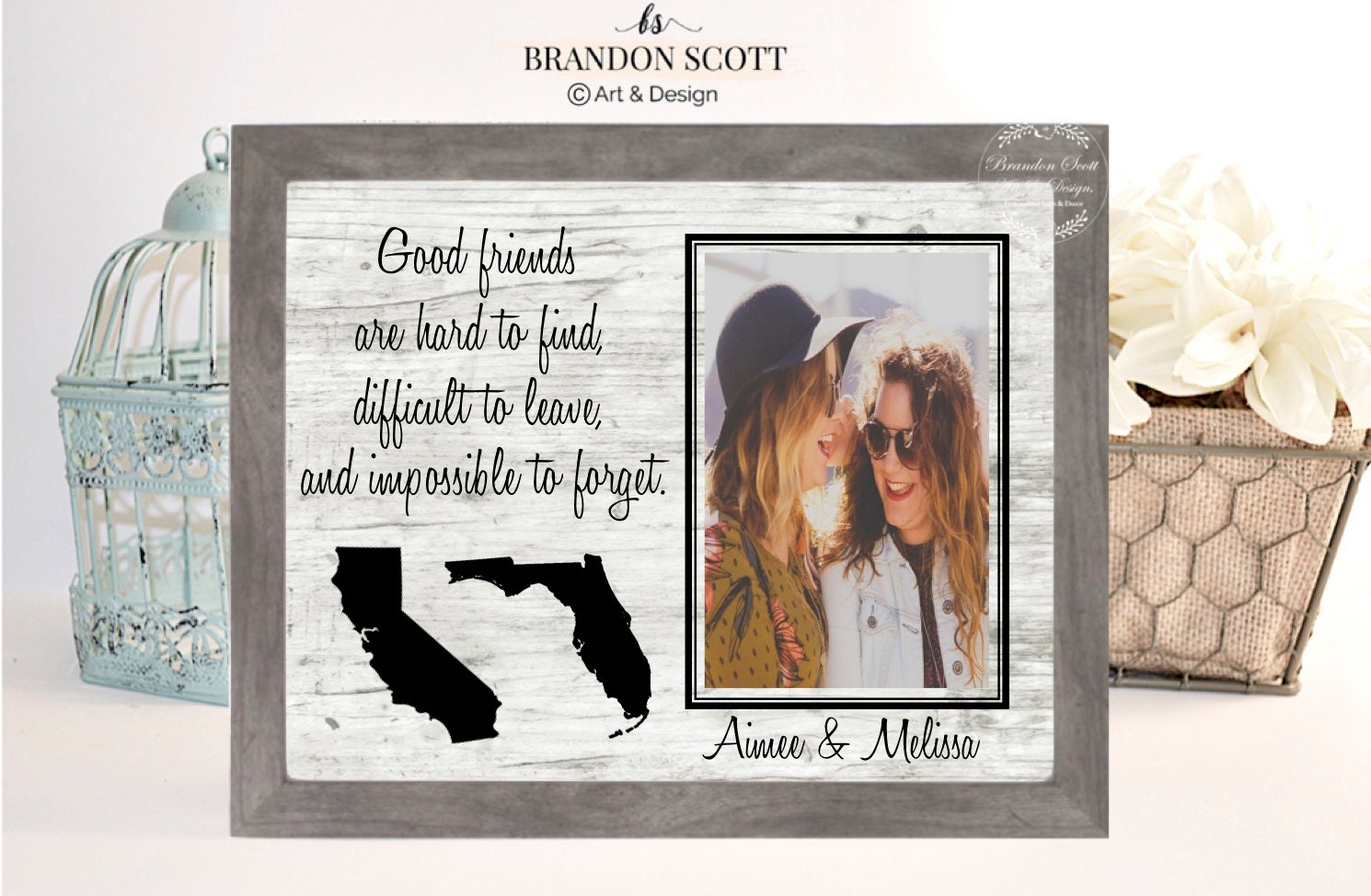 4x6 Picture Frame for Best Friend Picture Frame for Women, Birthday Gifts  for Friend Female, Forever Friends Photo Frame- Side By Side Or Miles Apart