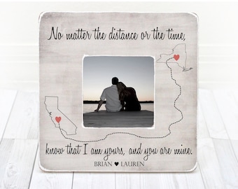 Personalized Long Distance Relationship Photo Frame: States Design