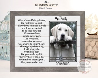 In amorevole ricordo del cane - Cornice commemorativa personalizzata per cane / Regalo ricordo per la perdita dell'animale domestico / Cornice omaggio per cane