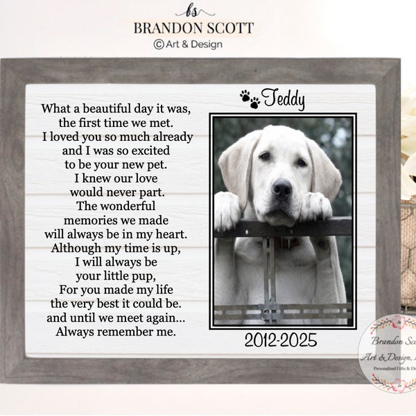 In Loving Memory of Dog – Personalized Dog Memorial Picture Frame | Pet Loss Keepsake Gift | Dog Tribute Frame