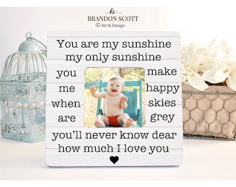 Marco de fotos con letras de canciones personalizado, You Are My Sunshine My Only Sunshine, regalo personalizado, marco de fotos para mamá, hijo, hija, bebé recién nacido