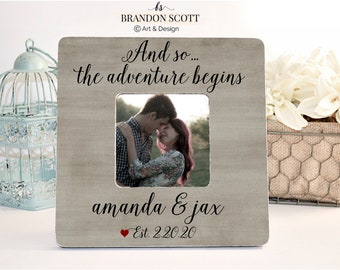 Engagement Gifts For Couple Personalized Engagement Party Gifts For Couple Engagement Picture Frame Custom Let Adventure Begin Date Frame