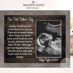 Father's Day Gift For Dad Best Dad First Father's Day Gift Dad Frame New Dad Gift, 1st Fathers Day Frame Gift First Father's Day Ultrasound image 1