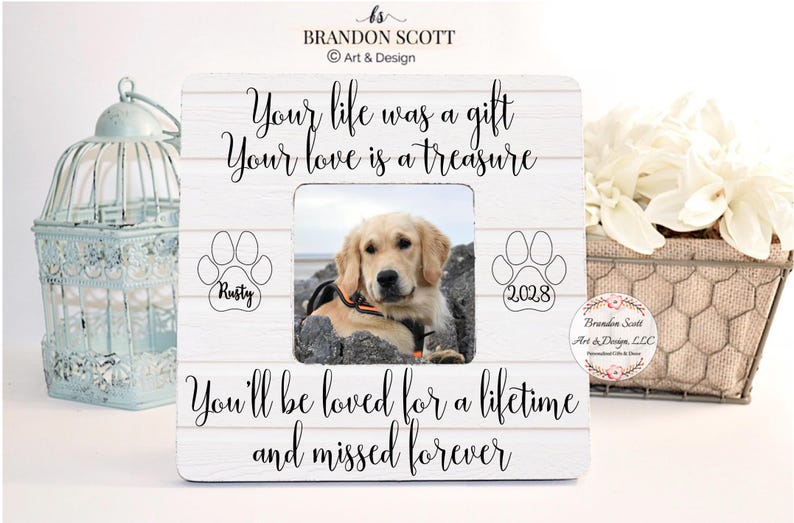 Personalized Pet Memorial Frame: Dog & Cat Loss Gift, pet sympathy, pet remembrance, pet loss gift, sympathy gift image 1