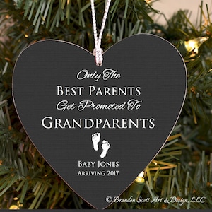 New Grandparents Ornament, Birth Announcement Ornament, Pregnancy Ornament, Personalized baby Ornament, Only the best parents get promoted image 1