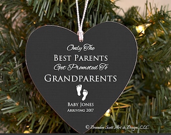 New Grandparents Ornament, Birth Announcement Ornament, Pregnancy Ornament, Personalized baby Ornament, Only the best parents get promoted