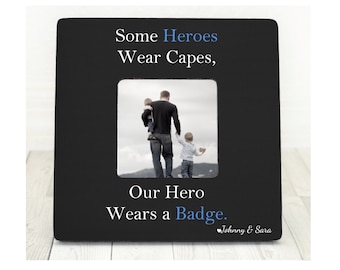 Personalized Police Officer Picture Frame: Hero Dad Gift, officer gift, police gift, badge
