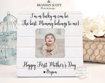 Mothers Day Gift For Mom Best Mom First Mother's Day Gift Mom Frame New Mom Gift I'm As Lucky As Can Be, 1st Mothers Day Frame Gift