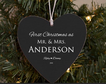 Our First Christmas as Mr and Mrs Ornament Personalized Newlywed Holiday Ornament - Just Married - Newlyweds Gift