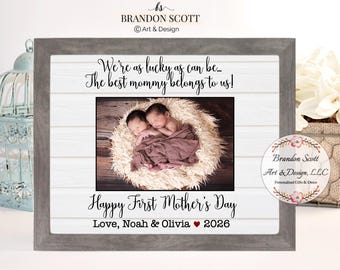 Marco para el primer día de la madre de gemelos: regalo personalizado para mamá primeriza, mamá de gemelos, mamá de gemelos